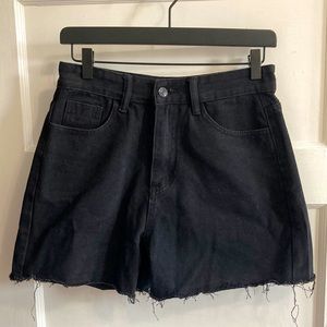 High waisted black jean shorts, size 25